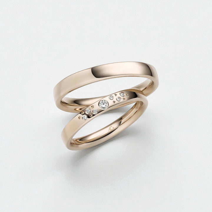 Eheringe Sternenhimmel mit flacher Oberfläche und 7 Brillanten