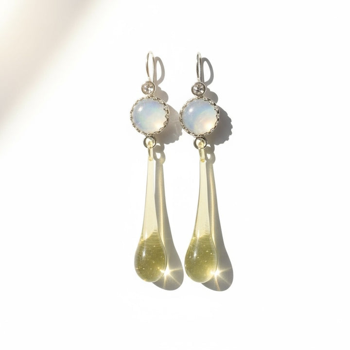 Ohrhänger „Garden of Delight“ in zarten gelb und blau Tönen
