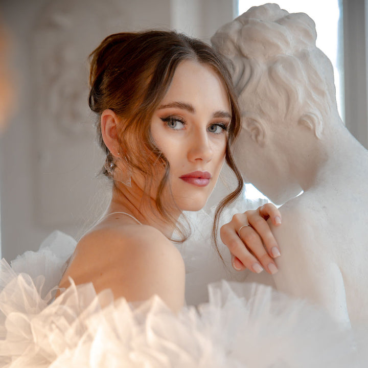 "very small inclusions" Flügelartige Glassplitter Ohrstecker mit Brillanten in Weissgold