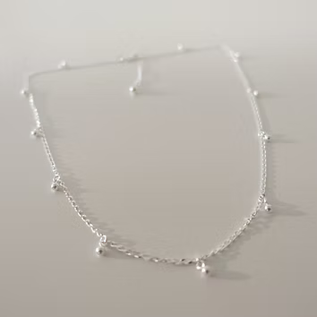 feine Ankerkette diamantiert in Silber 925 mit feinen Kugleanhängern