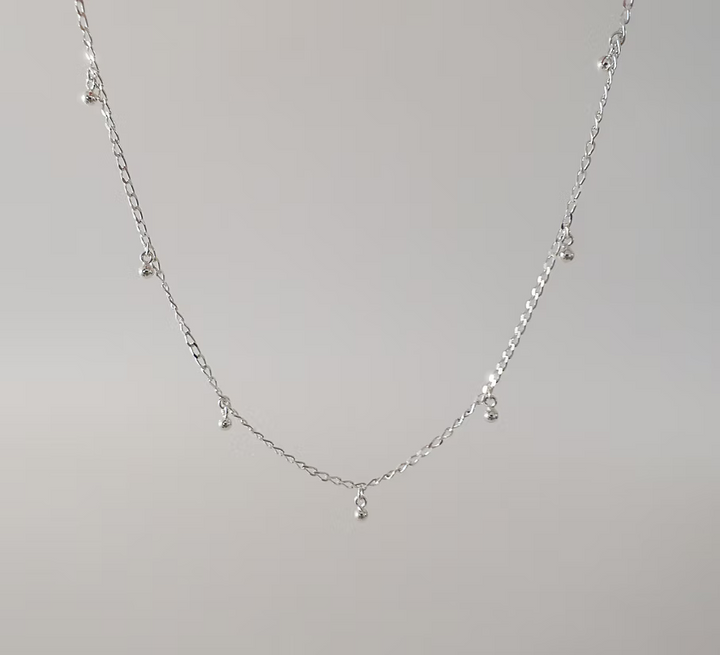 feine Ankerkette diamantiert in Silber 925 mit feinen Kugleanhängern