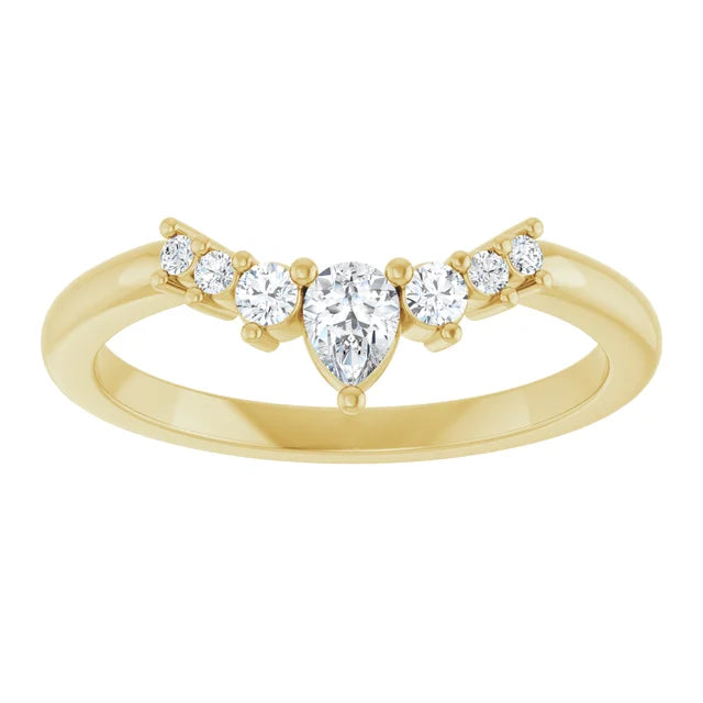 Elegant-Sinnlicher Ring mit V - förmige Kontur und 7 Brillanten