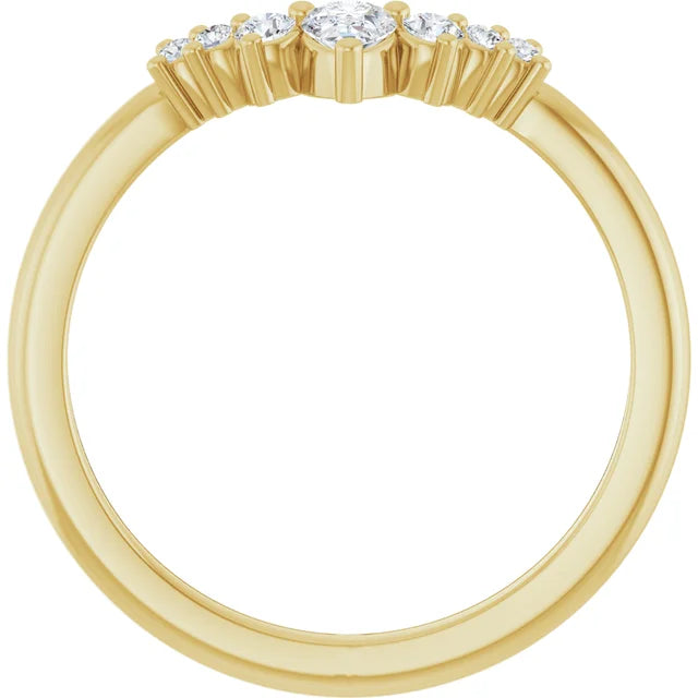 Elegant-Sinnlicher Ring mit V - förmige Kontur und 7 Brillanten