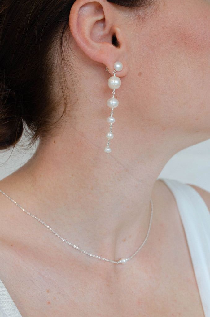 Éclat de Perle - elegante Ohrringe aus Silber 925 mit weissen Süsswasserperlen