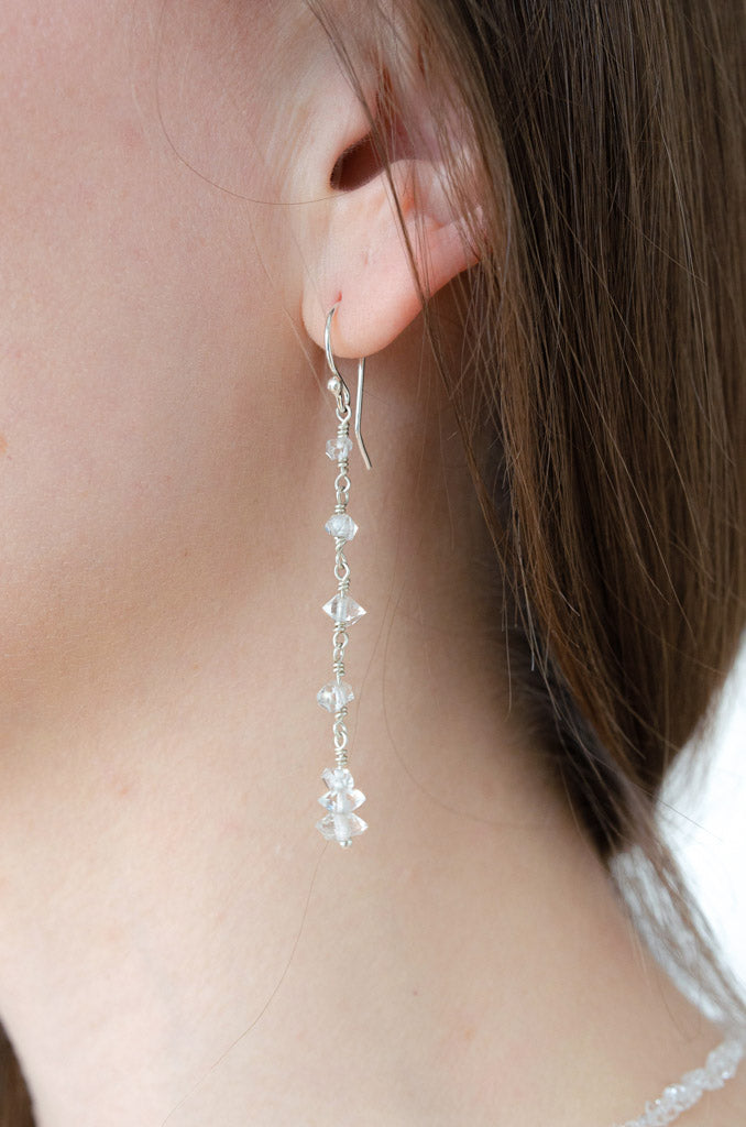 Clair de Rêve - funkelndes Ohrhänger aus Silber 925 mit Herkimer Bergkristall