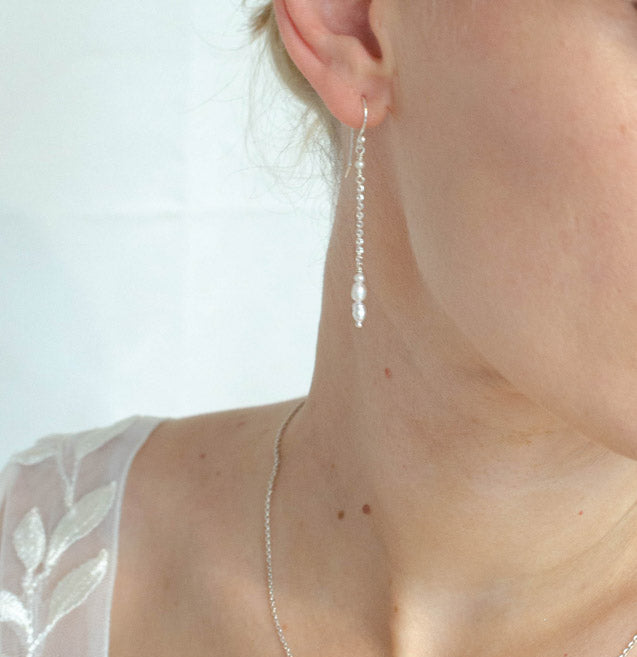Perles de Rosée - Ohrringe aus Silber 925 mit weissen Süsswasserperlen