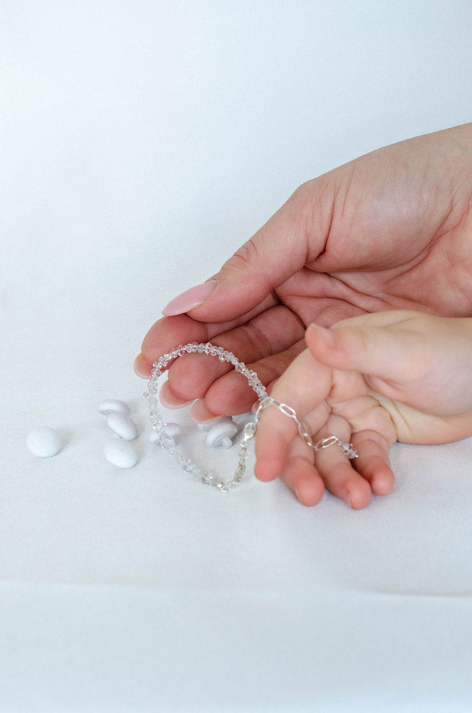 Handgefertigtes Bracelet aus Silber 925 mit Herkimer Bergkristall