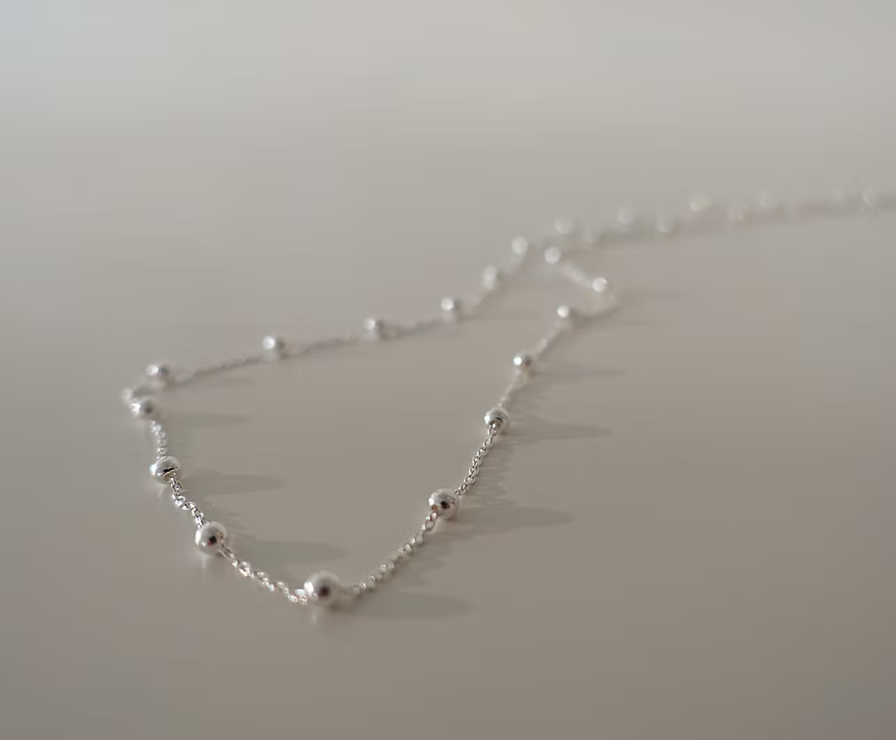 Collier Ankerkette mit Kügelchen in Silber 925