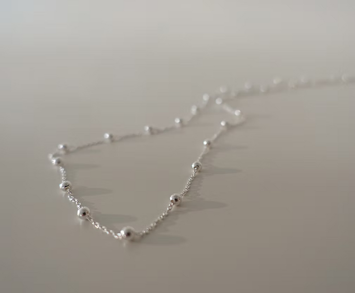 Collier Ankerkette mit Kügelchen in Silber 925