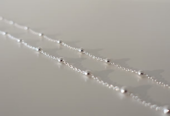 Collier Ankerkette mit Kügelchen in Silber 925