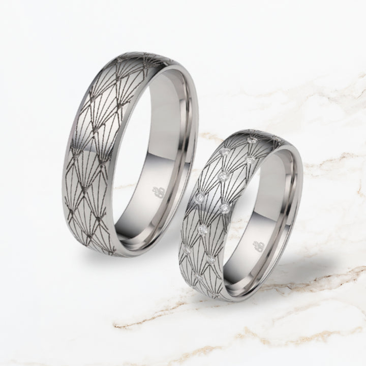 Eheringe Strahlensymmetrie "Art Deco Kollektion"