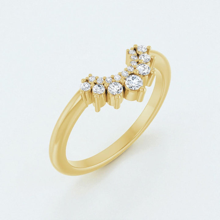 Beisteckring "Helo" in halbrunder Form besetzt 16 Brillanten