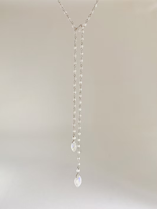 offene Kette Silber 925 mit Regenbogen Mondstein