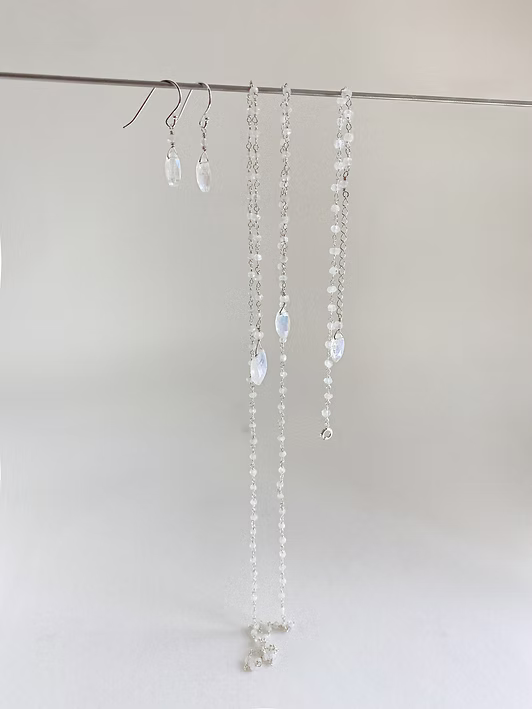 offene Kette Silber 925 mit Regenbogen Mondstein
