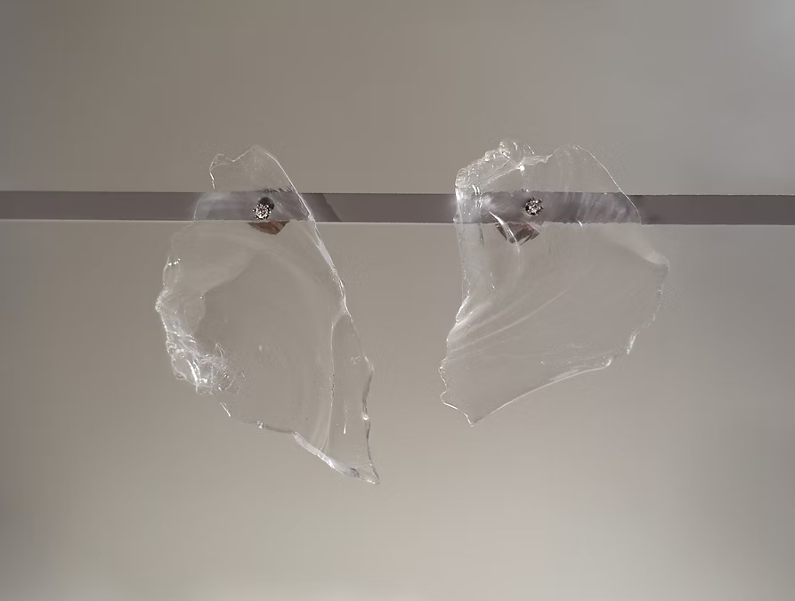 "very small inclusions" Flügelartige Glassplitter Ohrstecker mit Brillanten in Weissgold