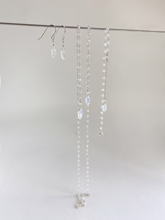 Ohrhänger Silber 925 mit Regenbogen Mondstein Marquise