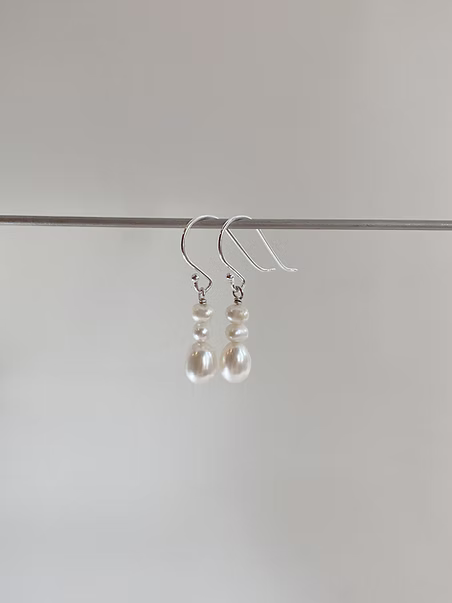 Ohrhänger Silber 925 mit weissen Süsswasserperlen